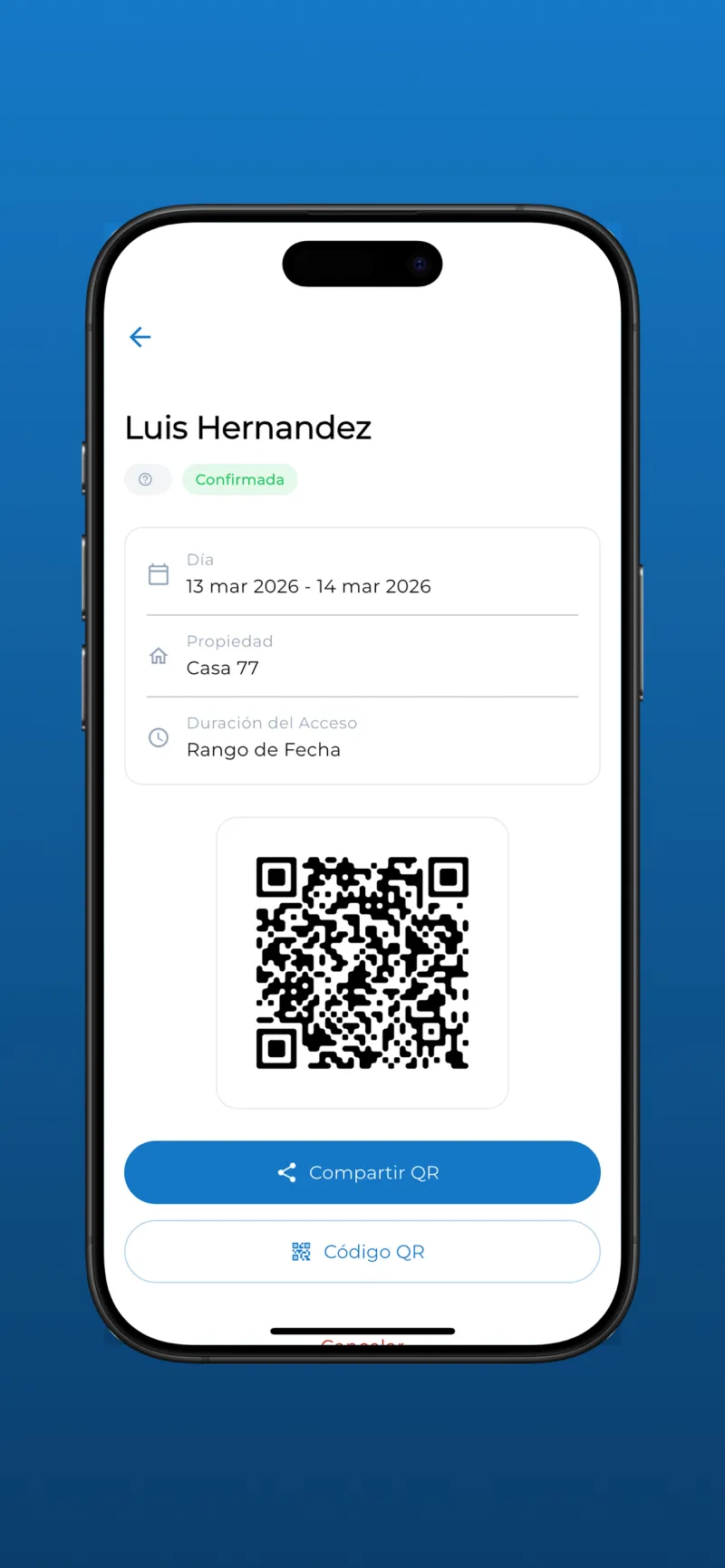 Privapp: invitación de visita con código QR
